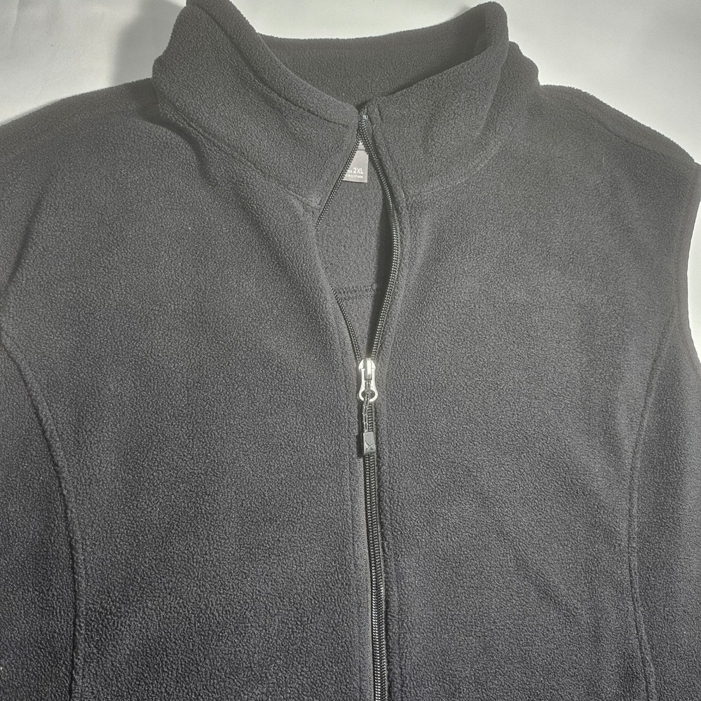 Eddie Bauer Womens Black Fleece Full Zip Vest D3856609 2XL Outdoor Layering